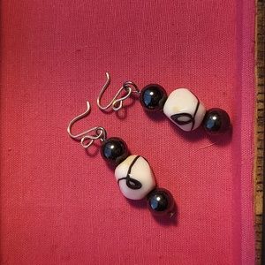 Blue and white pierced earrings